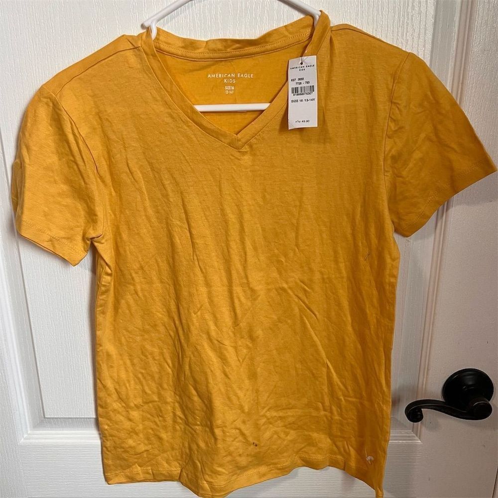 American Eagle Kids‎ Mustard Yellow V-Neck T-Shirt Size 16 13-14Y Girls NWT